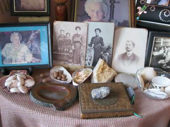 Eichenbaum displays old family photos and seashells from his travels.